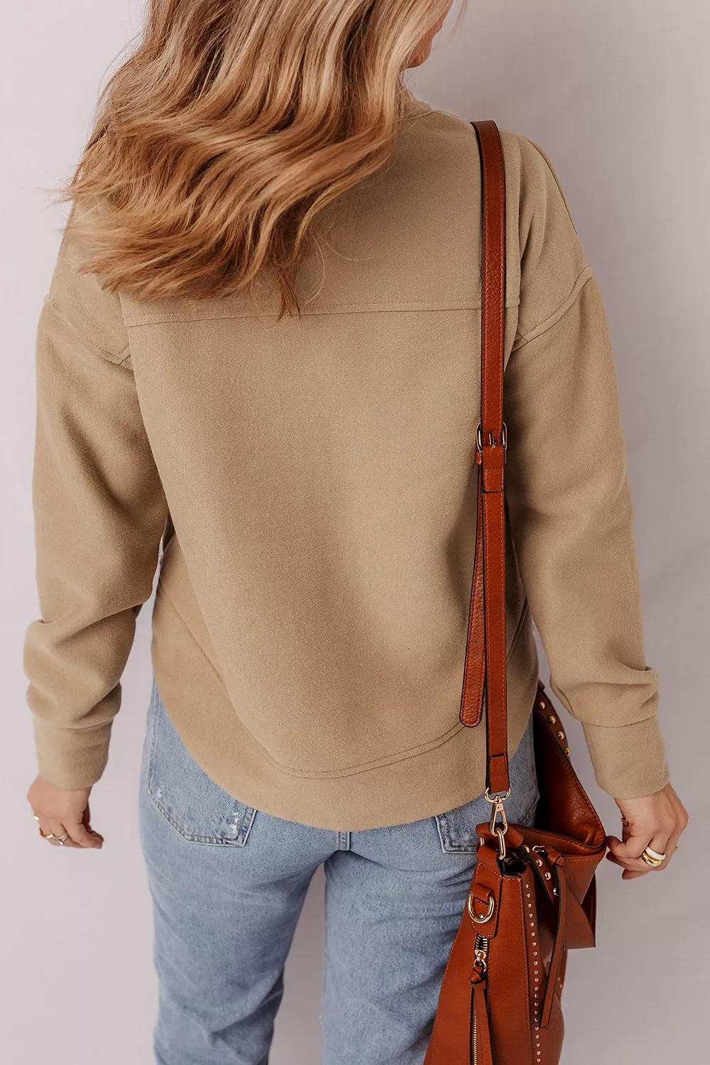 Eyelet Button Placket Dropped Shoulder Sweatshirt, image 3