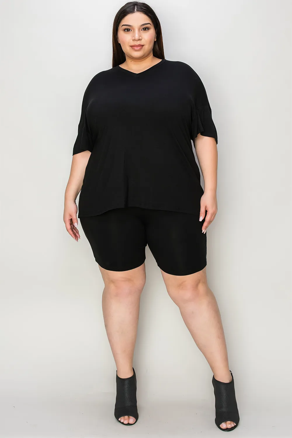 Bamboo Full Size V-Neck Drop Shoulder T-Shirt and Shorts Set, image 29