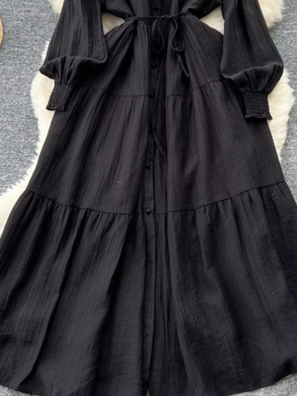 Button Down Tiered Long Sleeve Dress, image 7