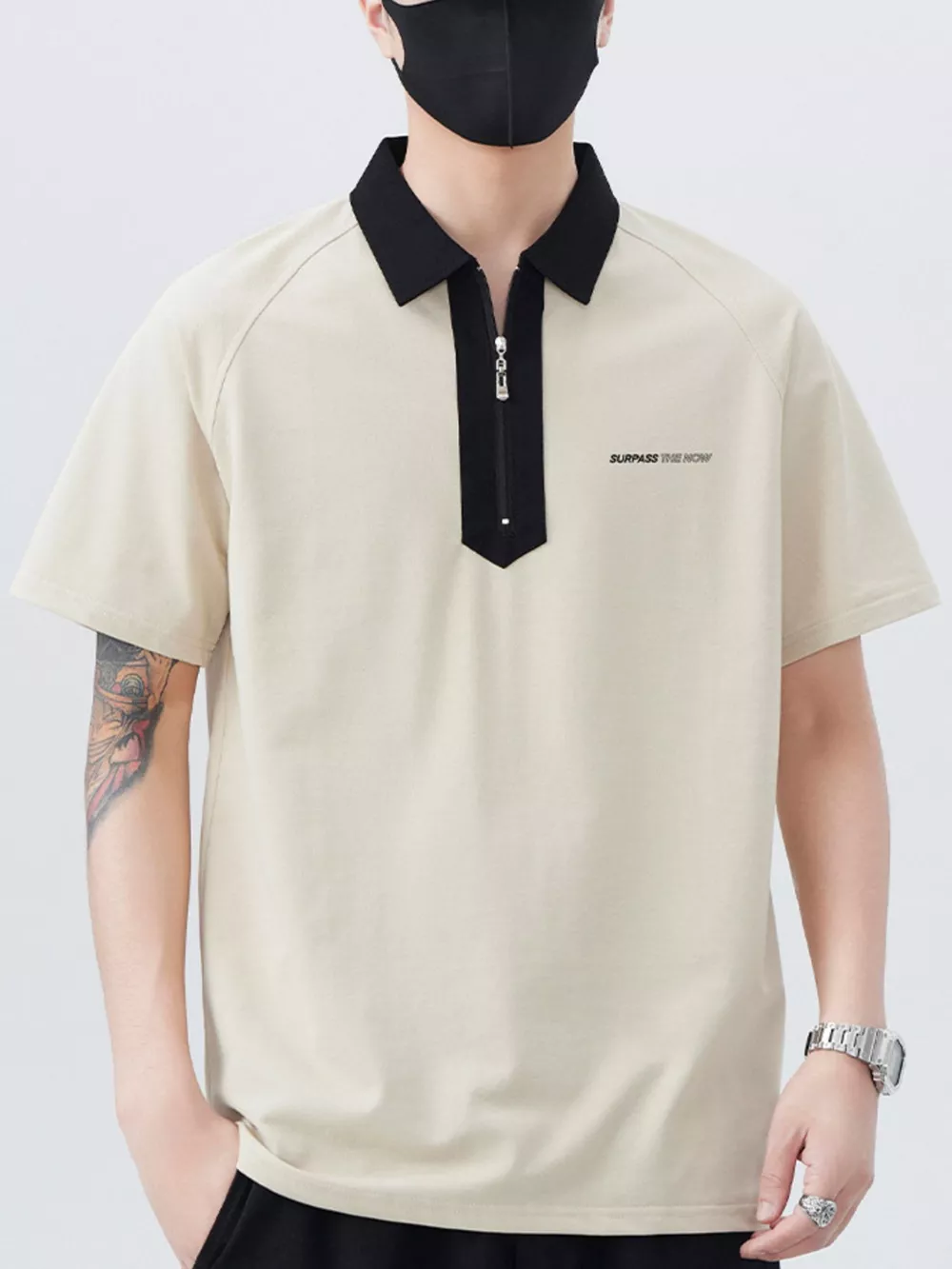 Men's Plus Size Quarter Zip Short Sleeve Polo, image 4