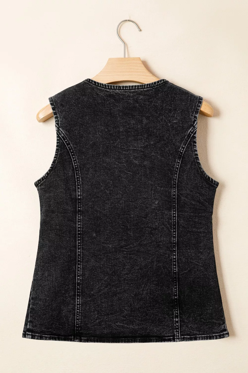 Vintage Wash Button-Down Denim Vest, image 5