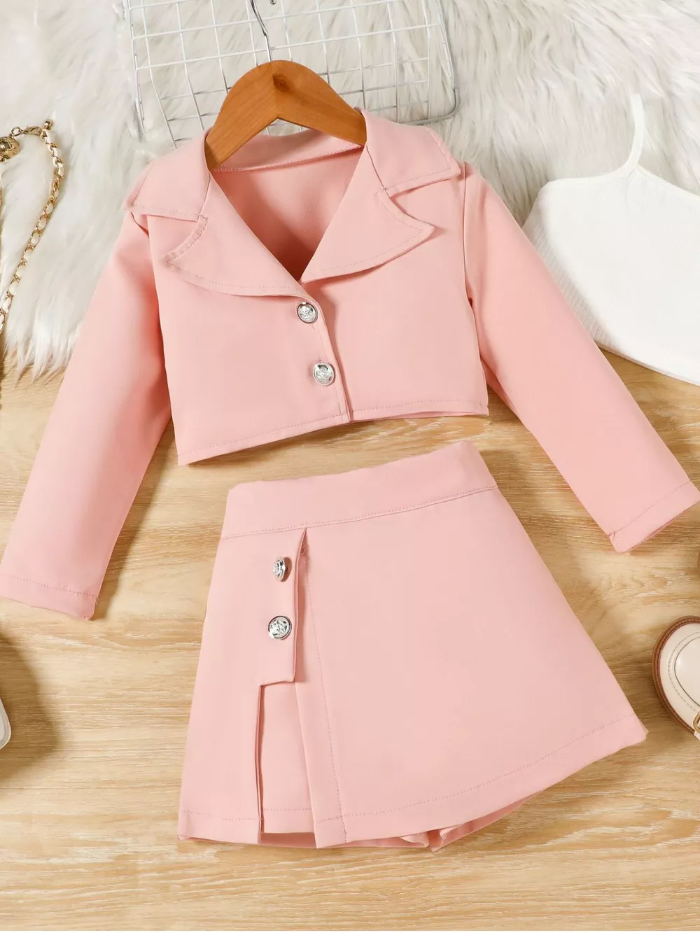 Children's Cami & Long Sleeve Outerwear & Skirt Set, image 2