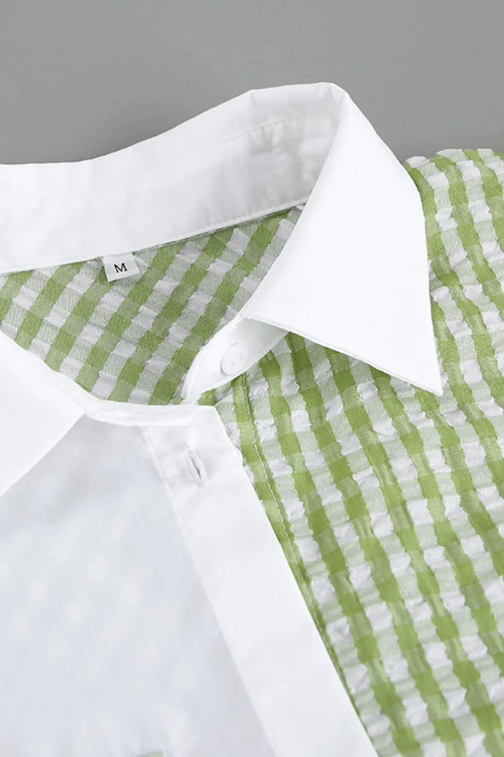 Two-Tone Plaid Button Down Long Sleeve Shirt, image 8