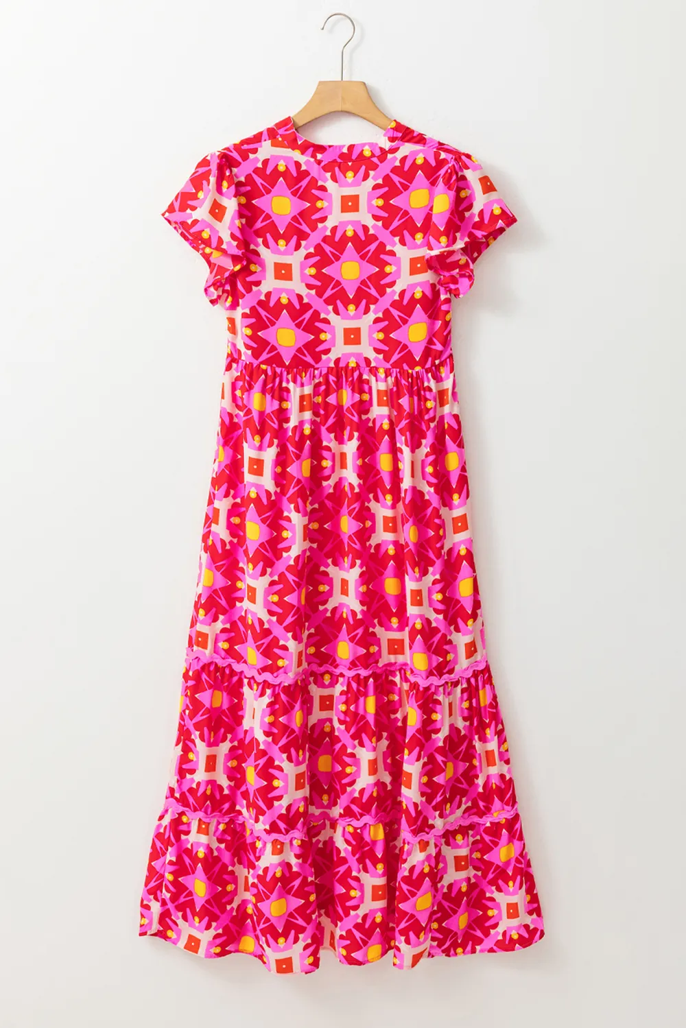 Printed Notched Cap Sleeve Dress, image 6