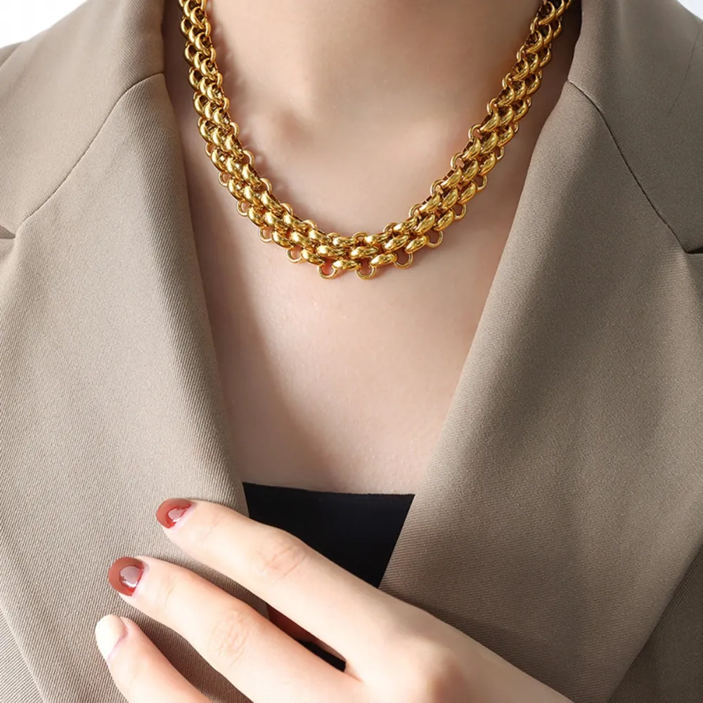 Gold Chain Link Jewelry Set with Necklace and Bracelet, image 6