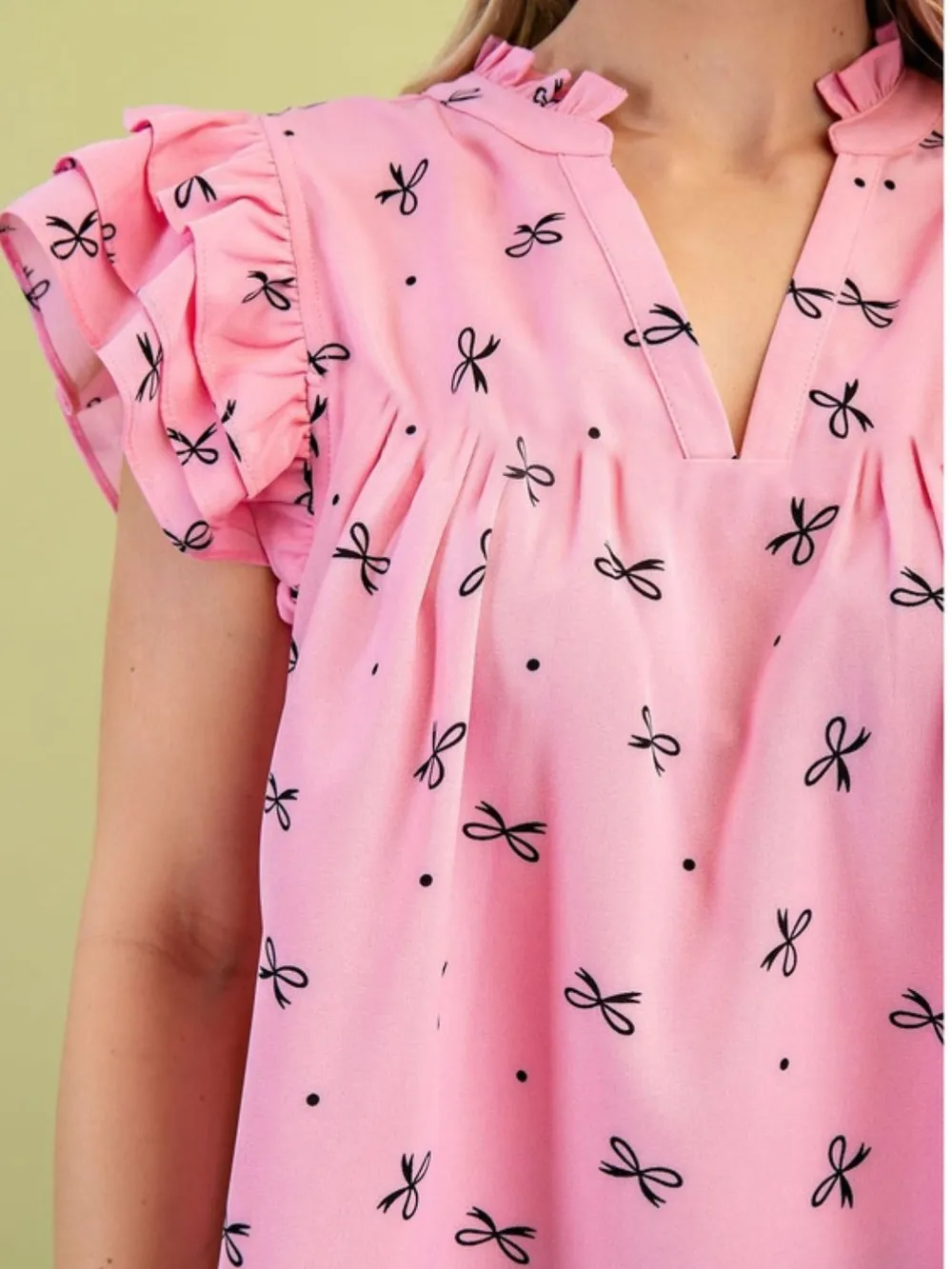 Notched Ruffled Cap Sleeve Blouse, image 10