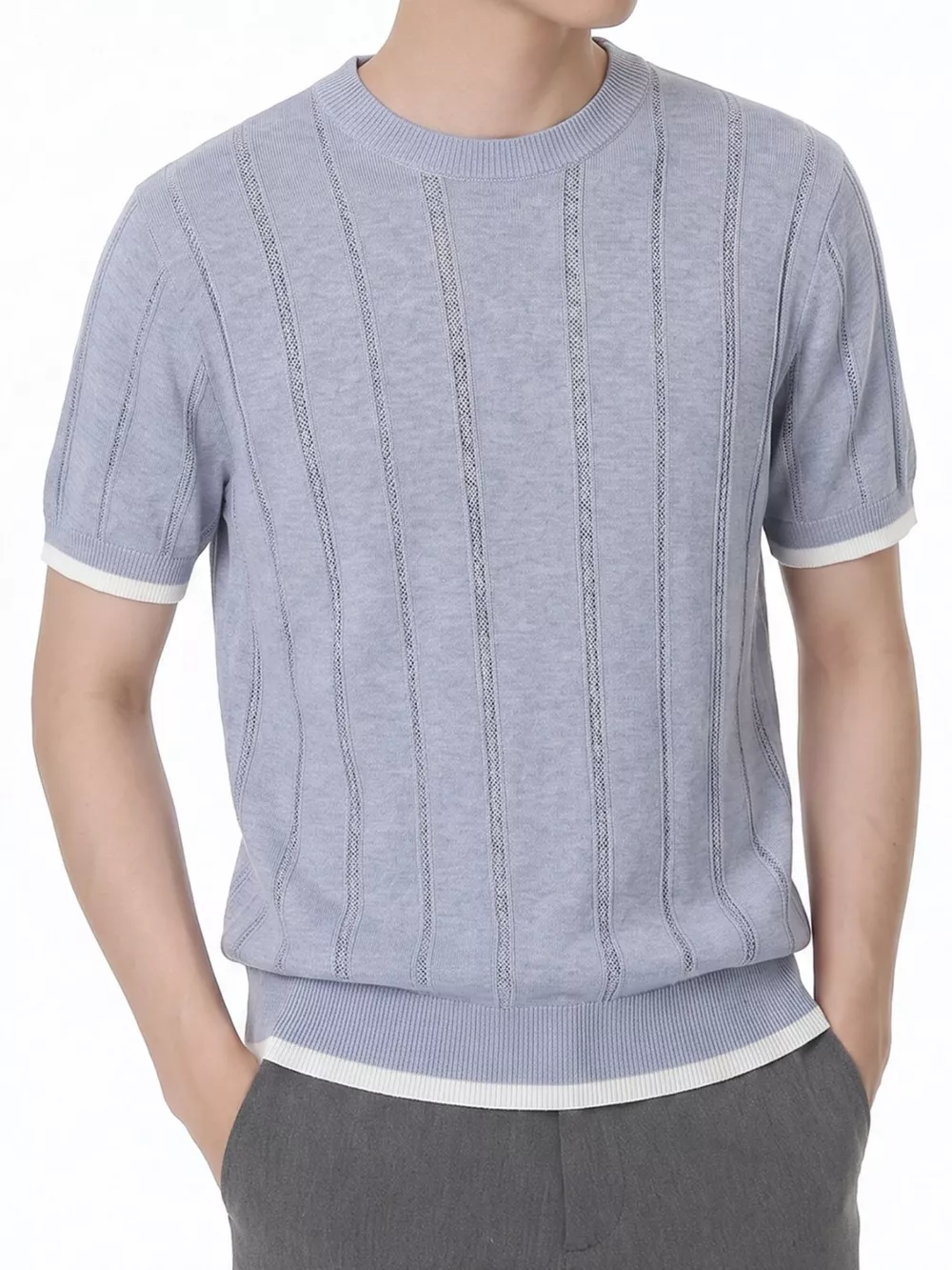 Men's Contrasting Trim Knit T-Shirt