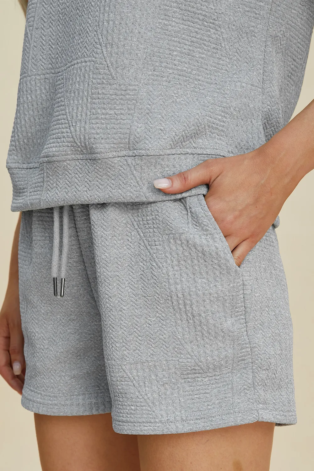 Full Size Texture Short Sleeve Top and Shorts Set, image 33