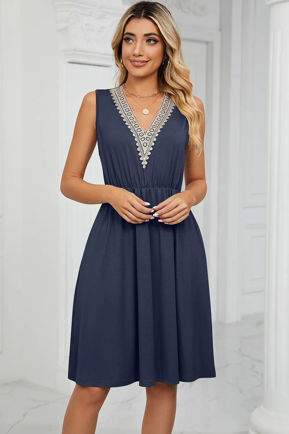 Pocketed V-Neck Wide Strap Dress, image 14