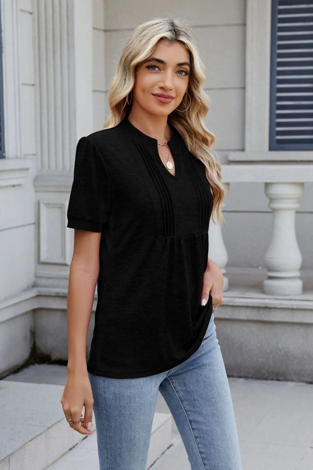 Notched Short Sleeve Top, image 7