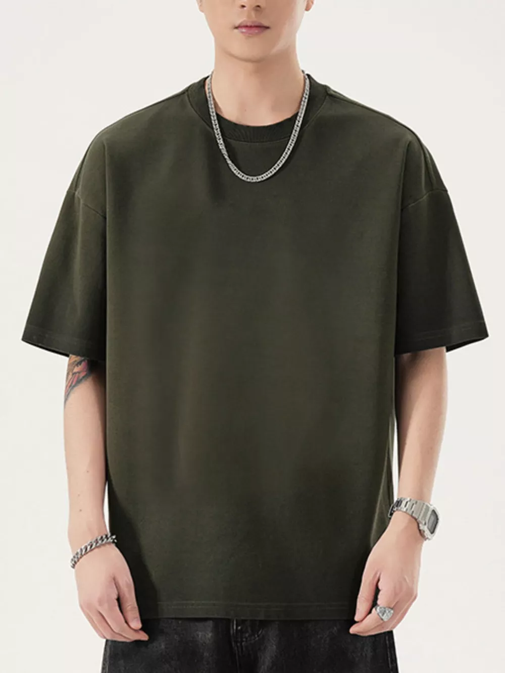 Men's Full Size Oversized Round Neck T-Shirt Plus Size, image 9