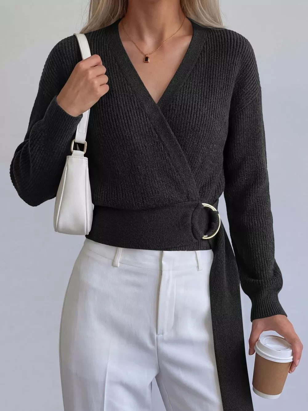 Metal Ring Detail Dropped Shoulder Sweater, image 10