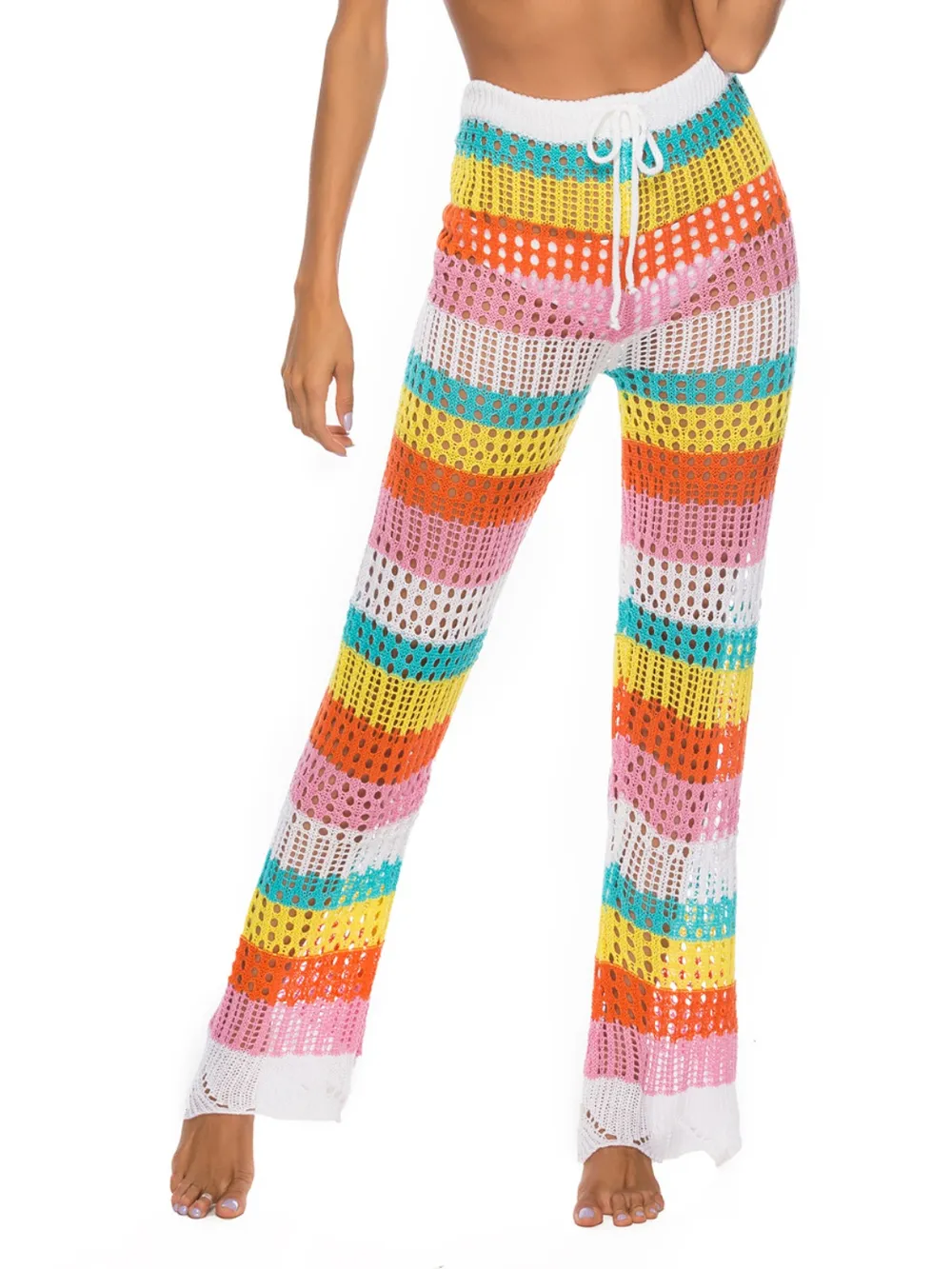 Cutout Contrast High Waist Swim Pants, image 4