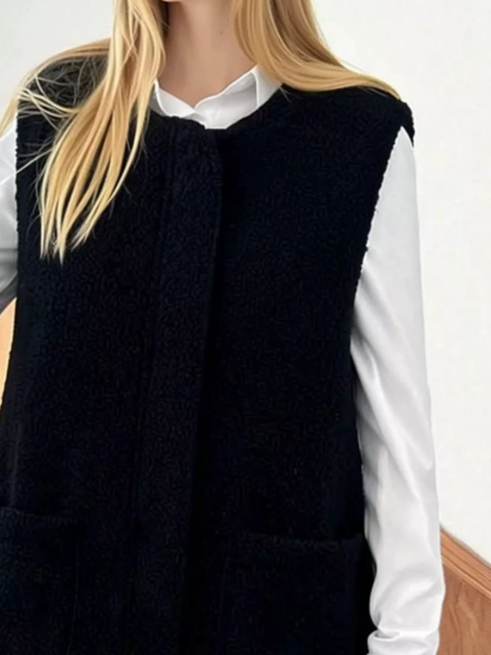 Sherpa Sleeveless Vest Coat, image 4