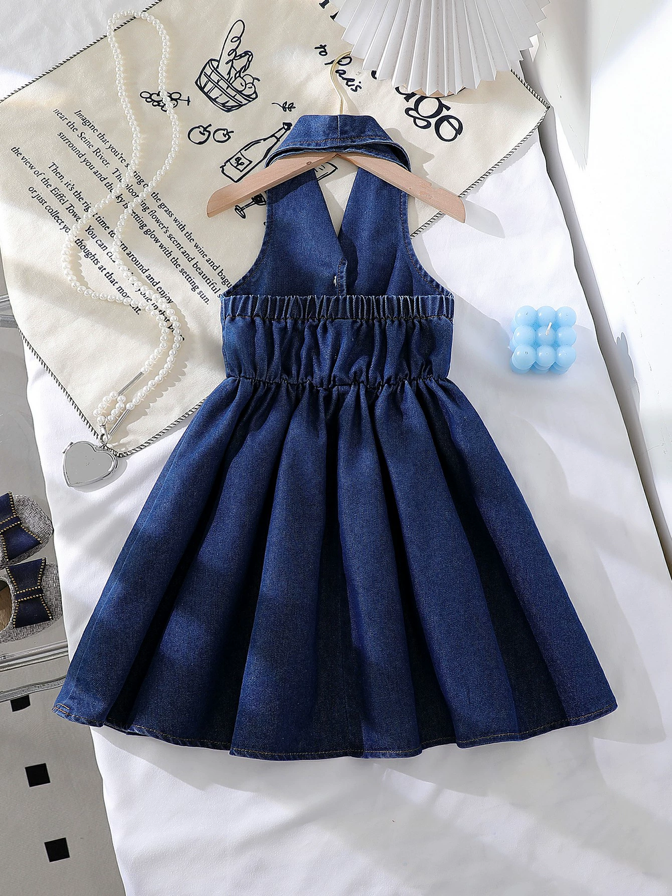 Children's Denim Bowknot Sleeveless Dress, image 5