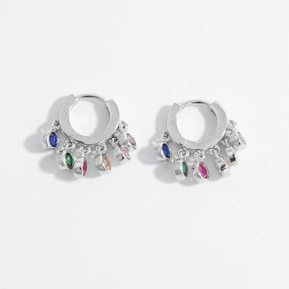 Zircon 925 Sterling Silver Huggie Earrings, image 2