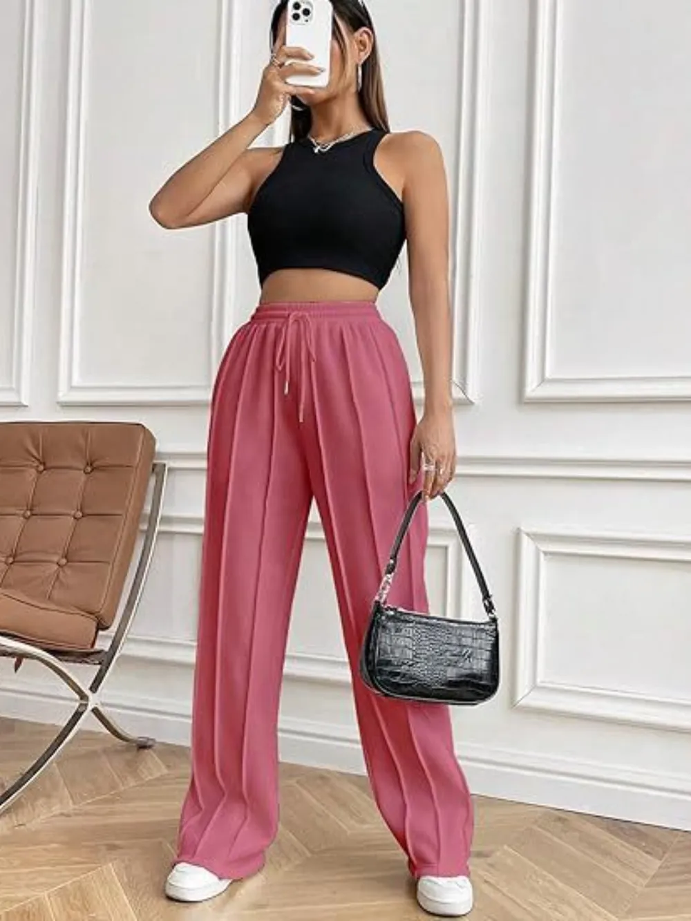 Drawstring Wide Leg Pants with Pockets, image 16