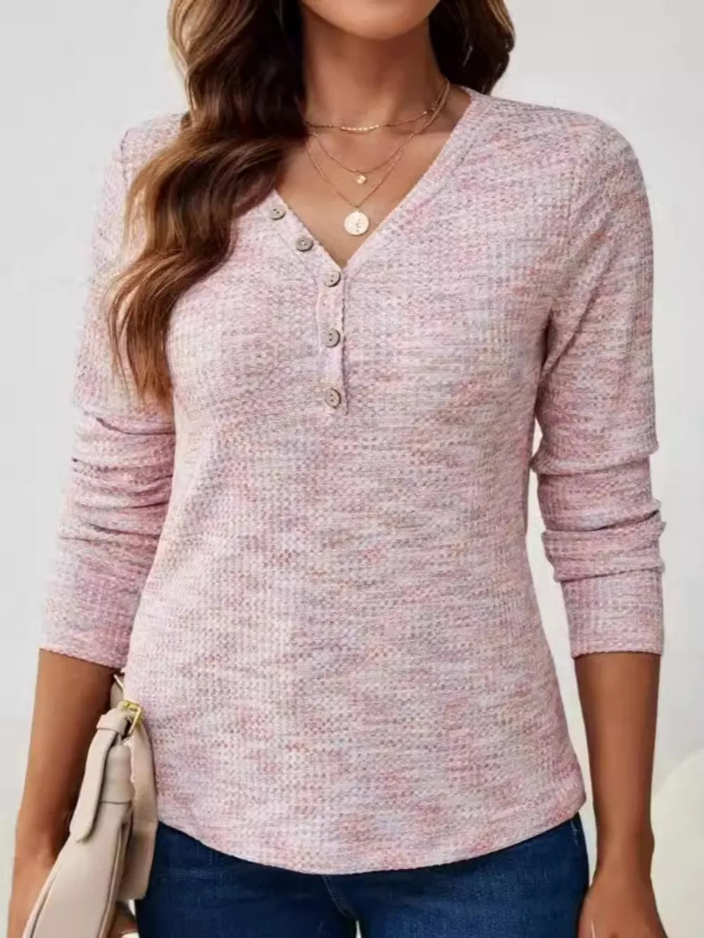 V-Neck Long Sleeve T-Shirt, image 5
