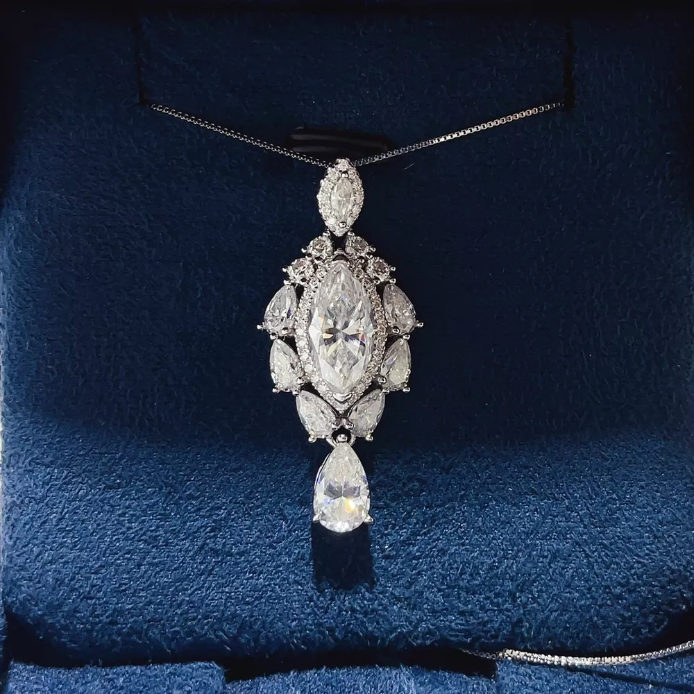 3 Carat 925 Sterling Silver Moissanite Pendant Necklace, image 3
