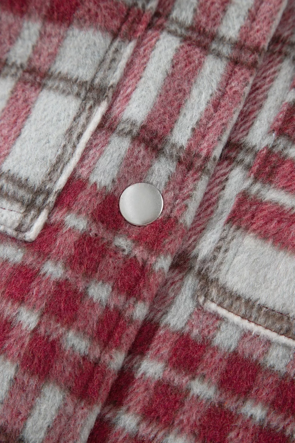 Plaid Flannel Metal Button Collar Long Sleeve Vintage Shift Jacket, image 11