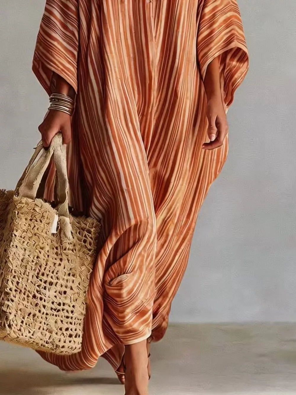 Striped V-Neck Maxi Dress, image 6