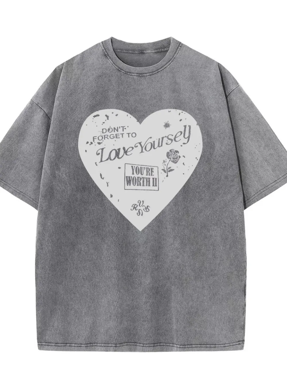 Heart Round Neck Short Sleeve T-Shirt, image 7