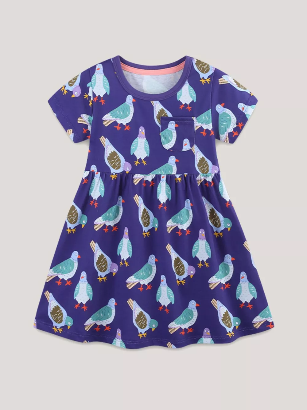 Children's Pigeon Print Casual Dress, image 2