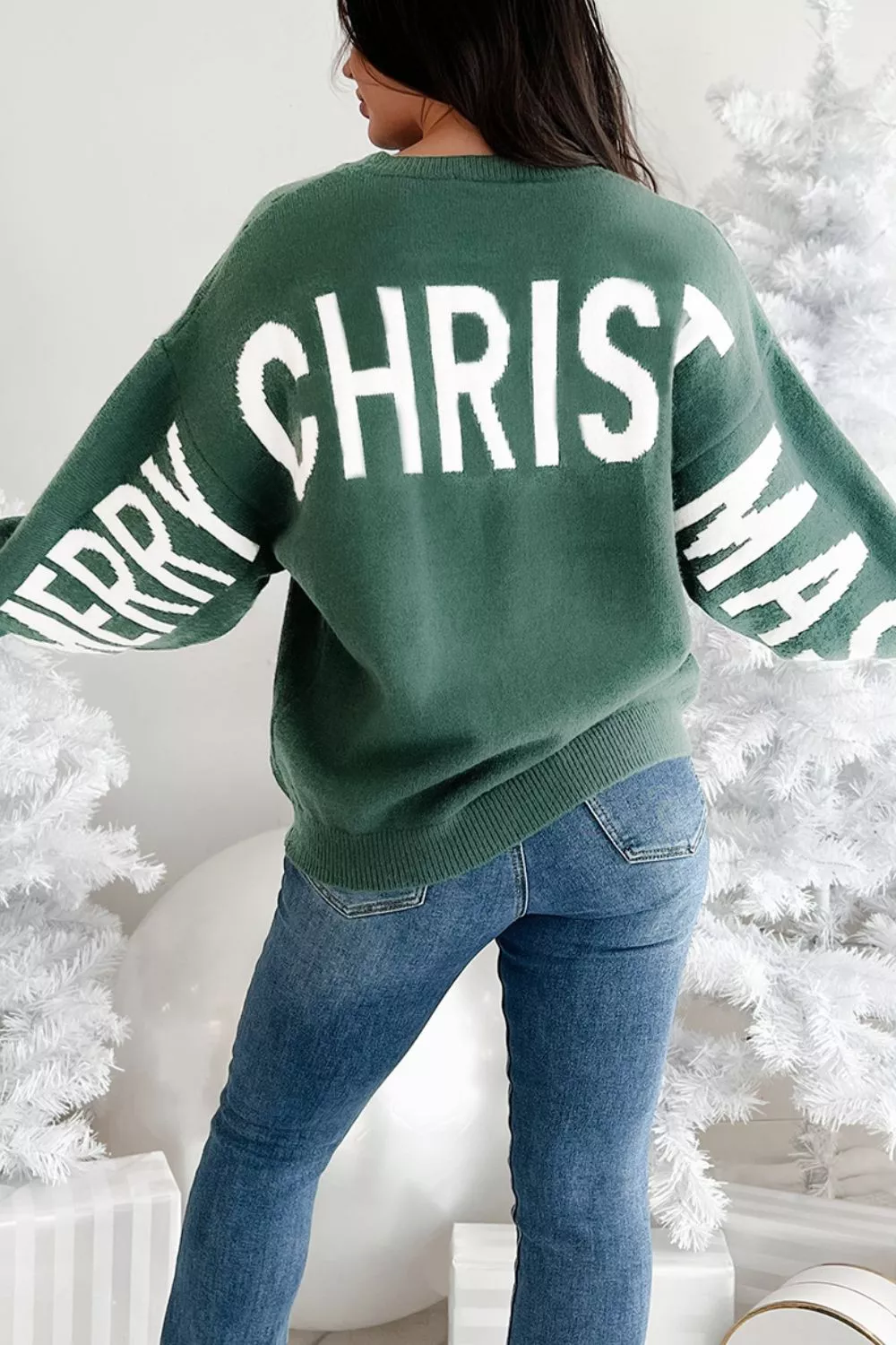 'HO! HO! HO!' Graphic Long Sleeve Sweater, image 3