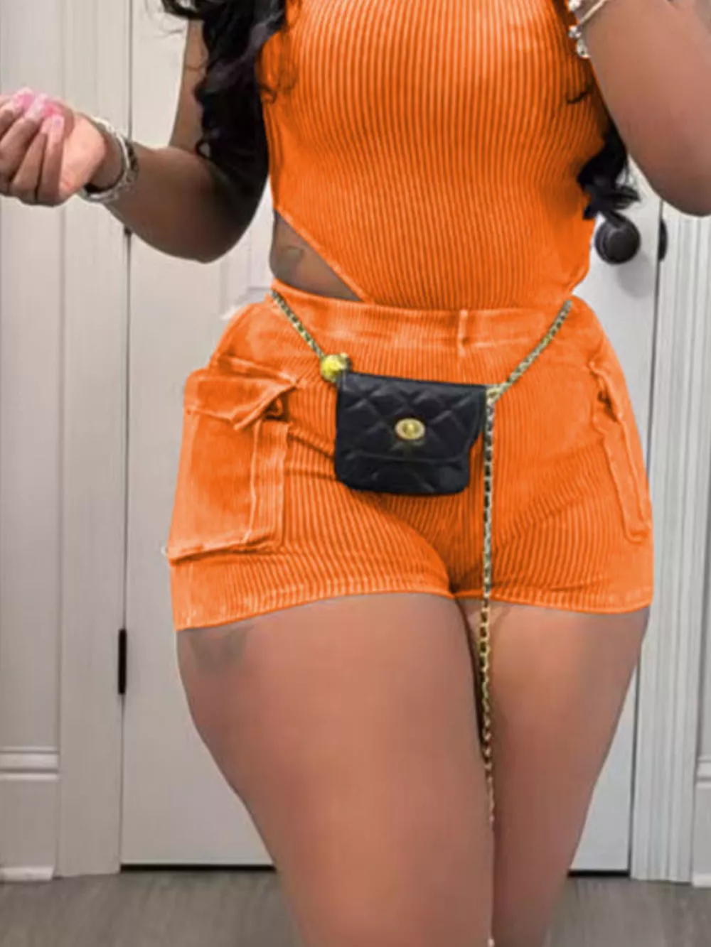 Ribbed Knit Bodysuit and Shorts Set, image 13