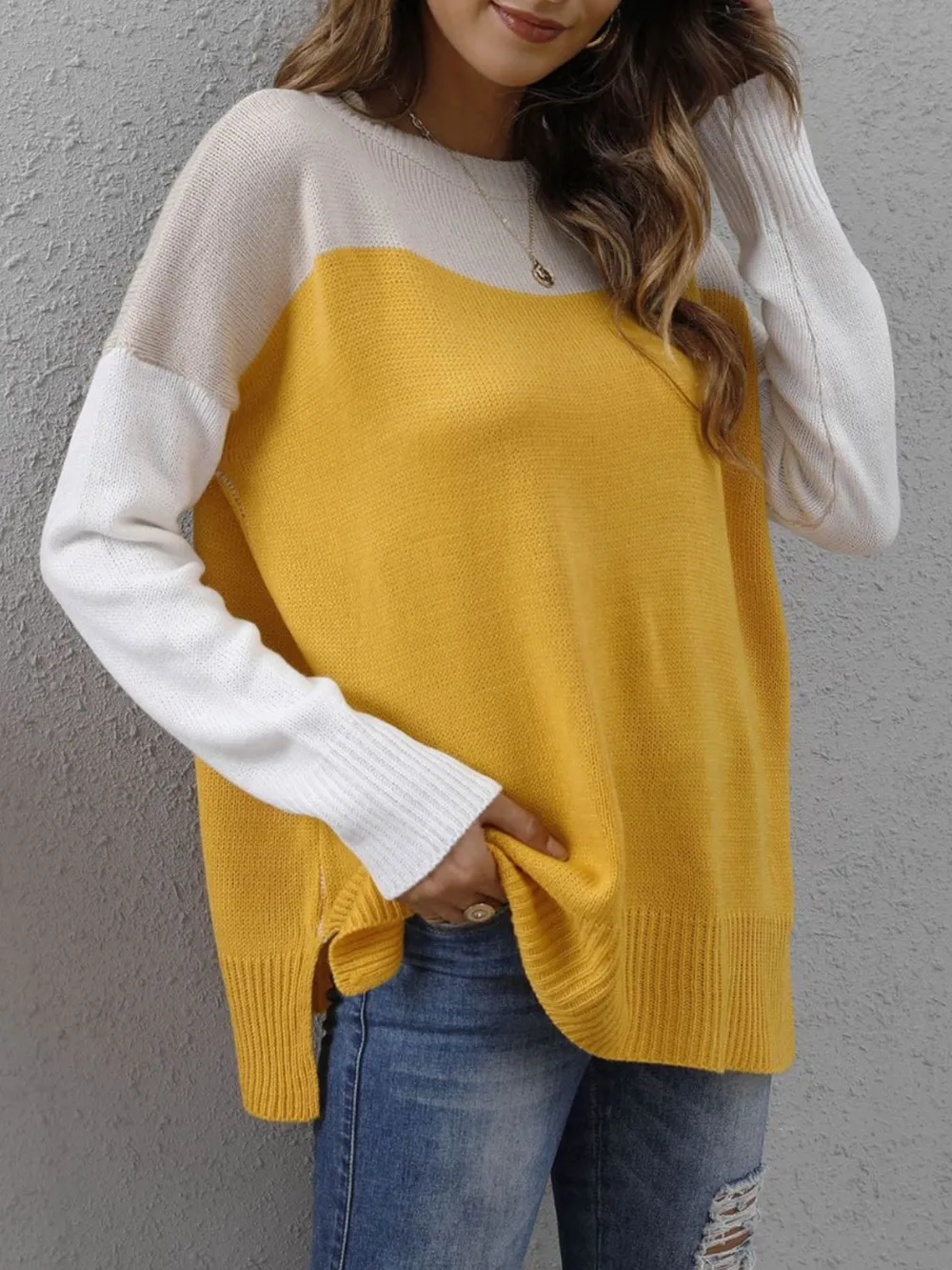 Color Block Round Neck Sweater, image 8