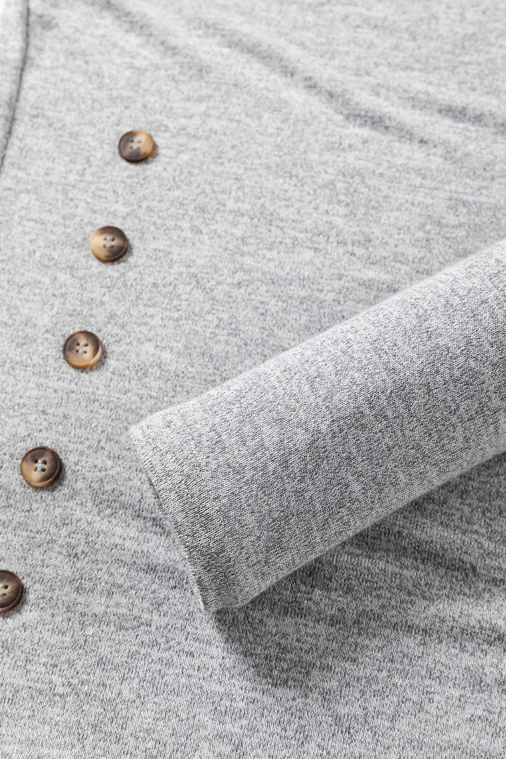 Decorative Button Round Neck Long Sleeve Top, image 5