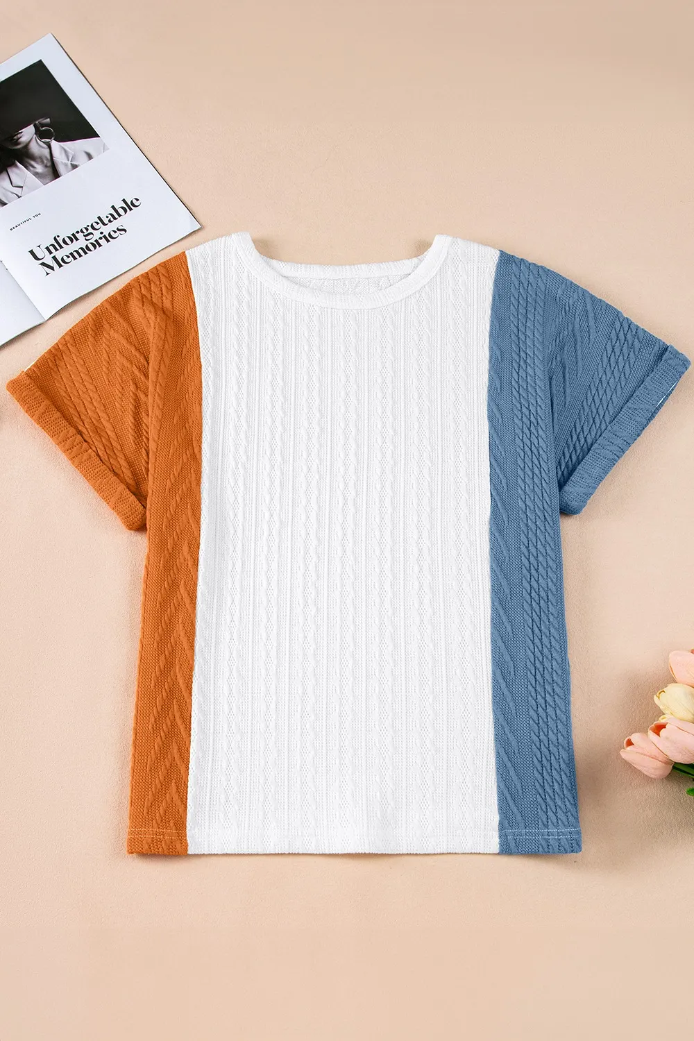 Textured Color Block T Shirt, image 8