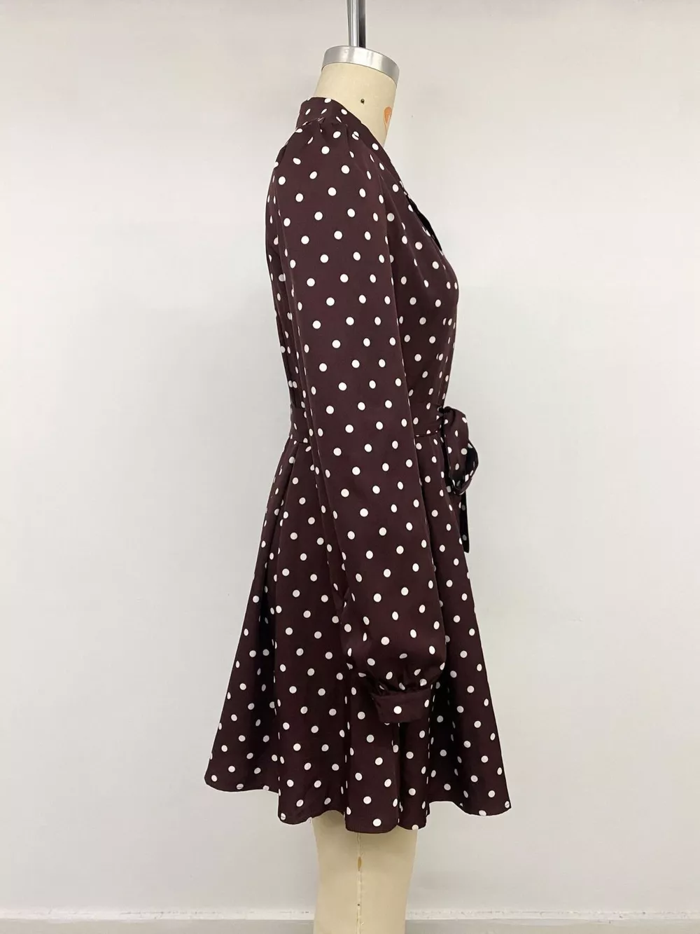 Polka Dot Long Sleeve Shirt Dress, image 8