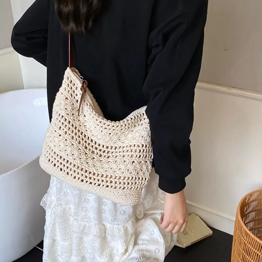 Crochet Knit Shoulder Bag, image 6