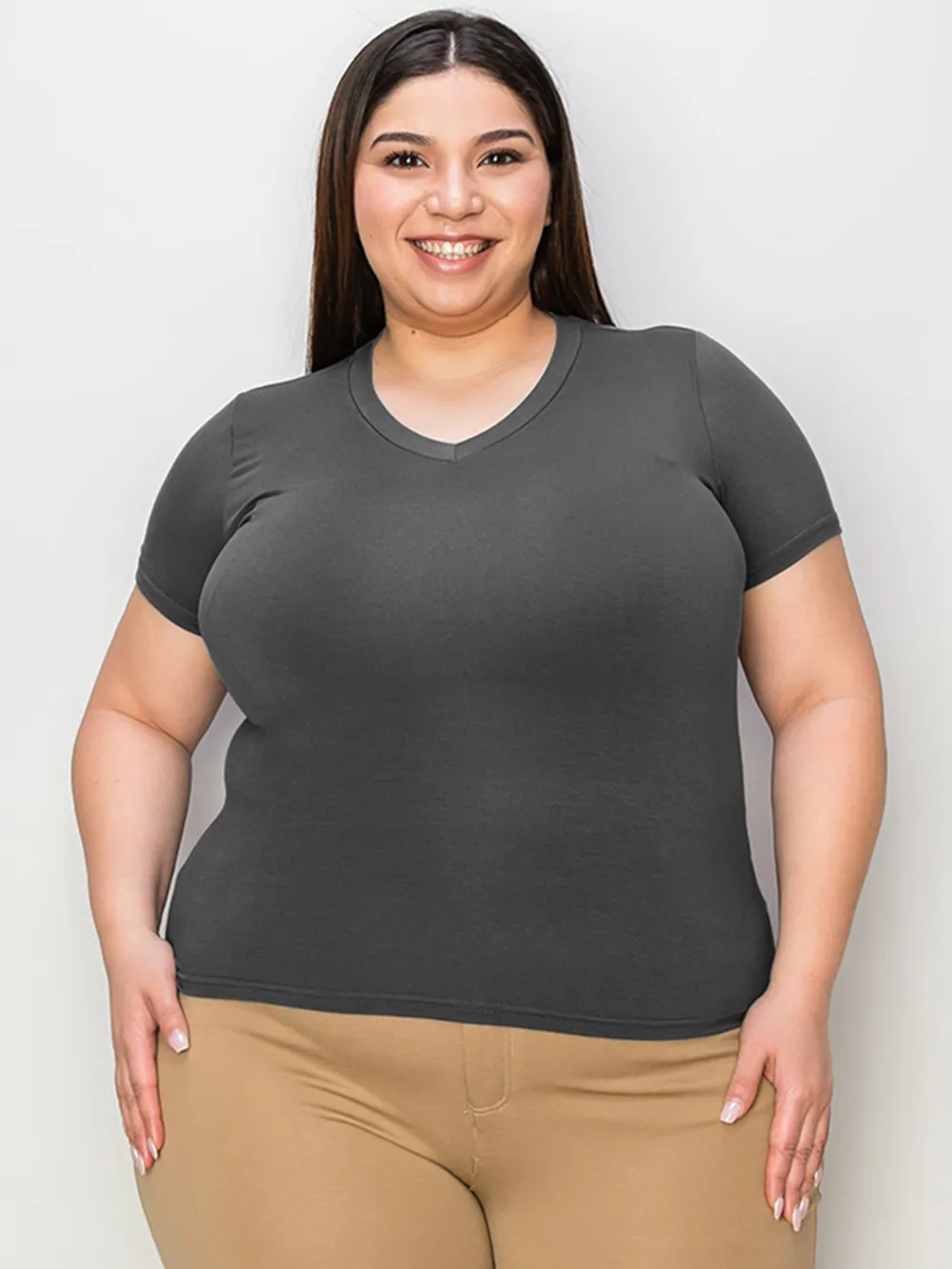 Full Size V-Neck High-Low T-Shirt, image 21