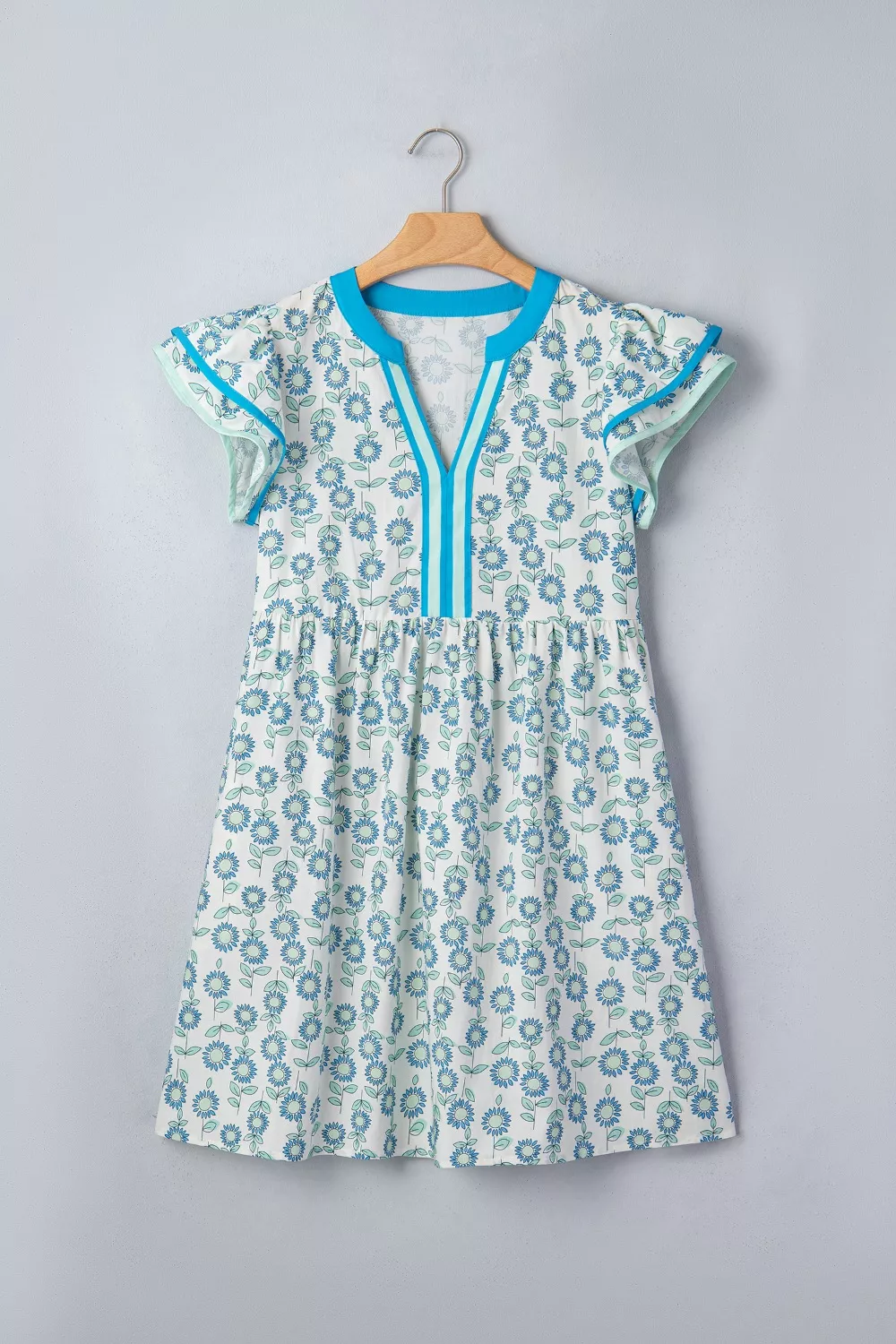 Printed Notched Cap Sleeve Dress, image 7