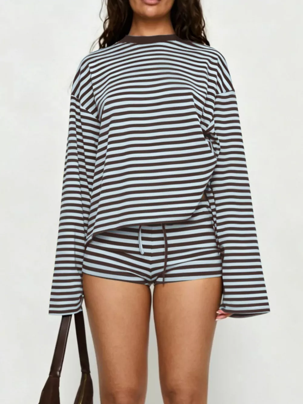 Striped Long-Sleeve Top and Shorts Set, image 14