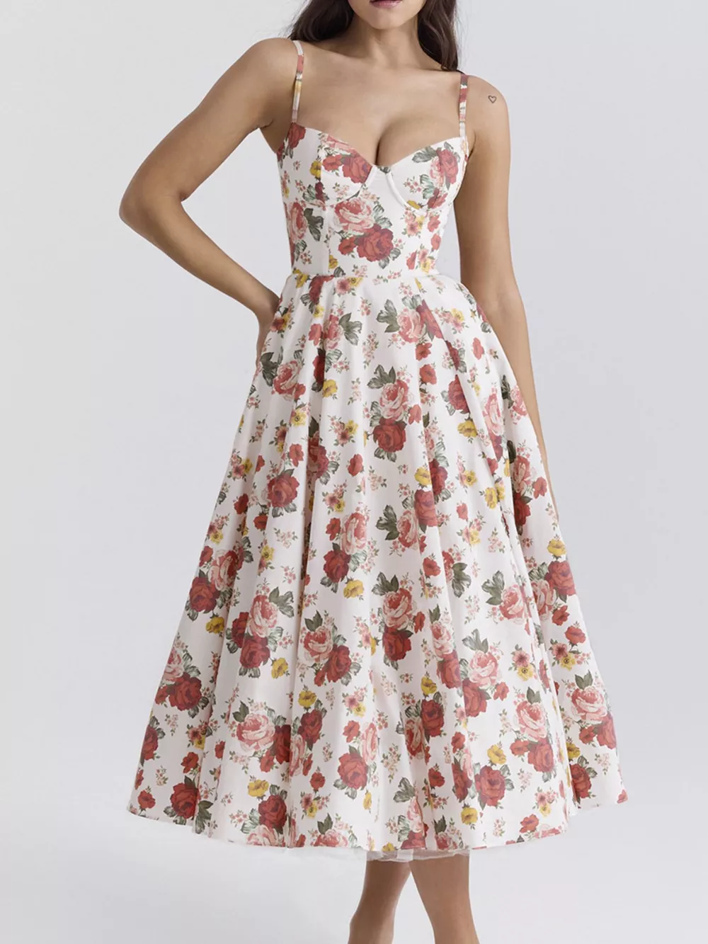 Sweetheart Neck A-Line Midi Dress, image 26
