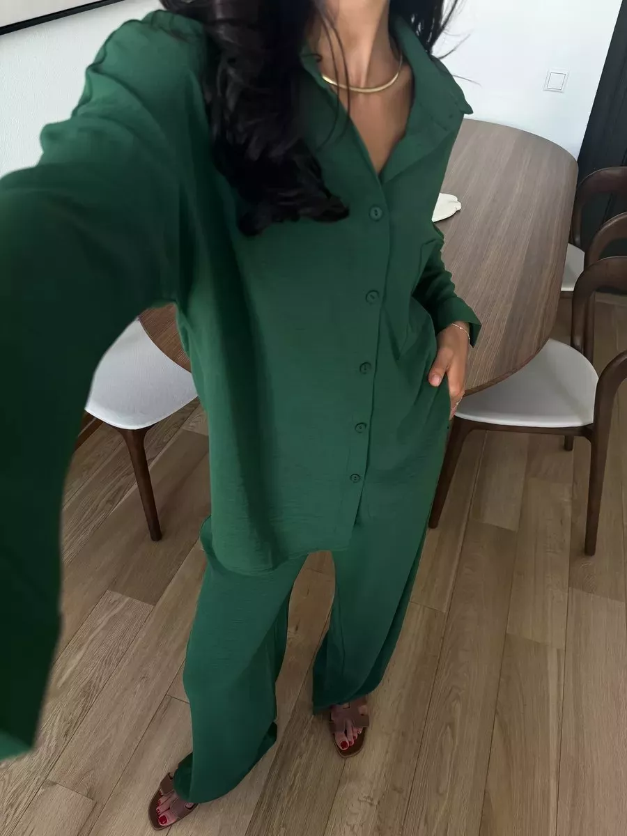 Button Up Long Sleeve Shirt and Pants Set, image 14