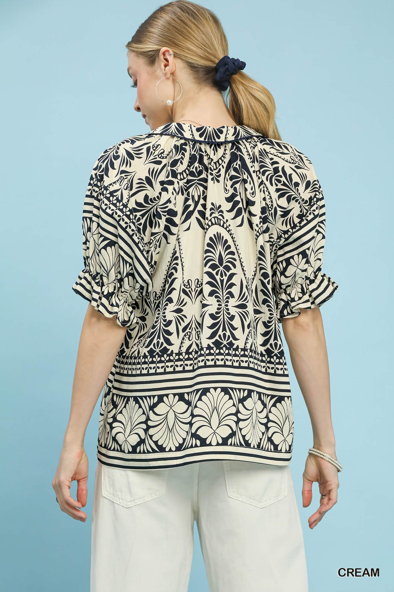 Two Tone Boarder Print Top, image 4