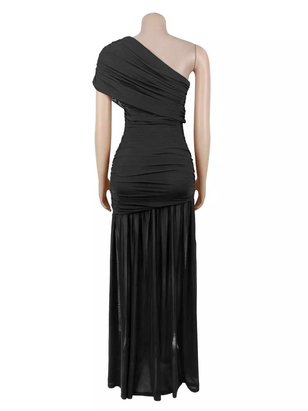 One-Shoulder Ruched High-Slit Evening Dress, image 7