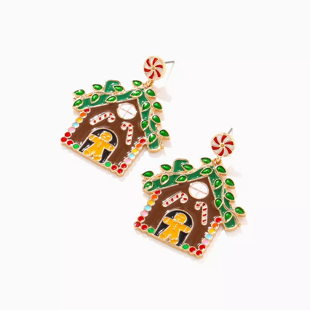 Christmas Gingerbread House Dangle Earrings, image 4