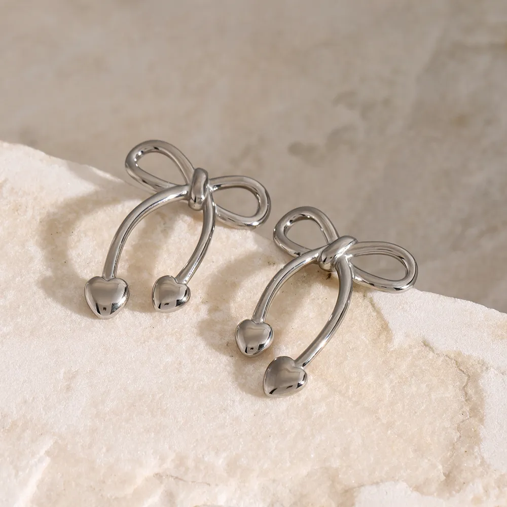 Stainless Steel Bow Earrings, image 7