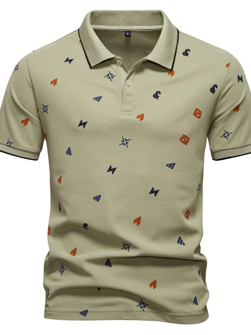 Men's Geometric Print Short Sleeve Polo Shirt, image 7
