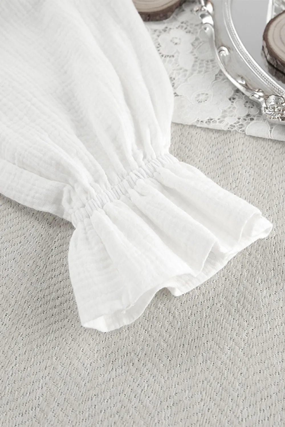Breathable Ruffled V-Neck Long Sleeve Top and Pants Set, image 9