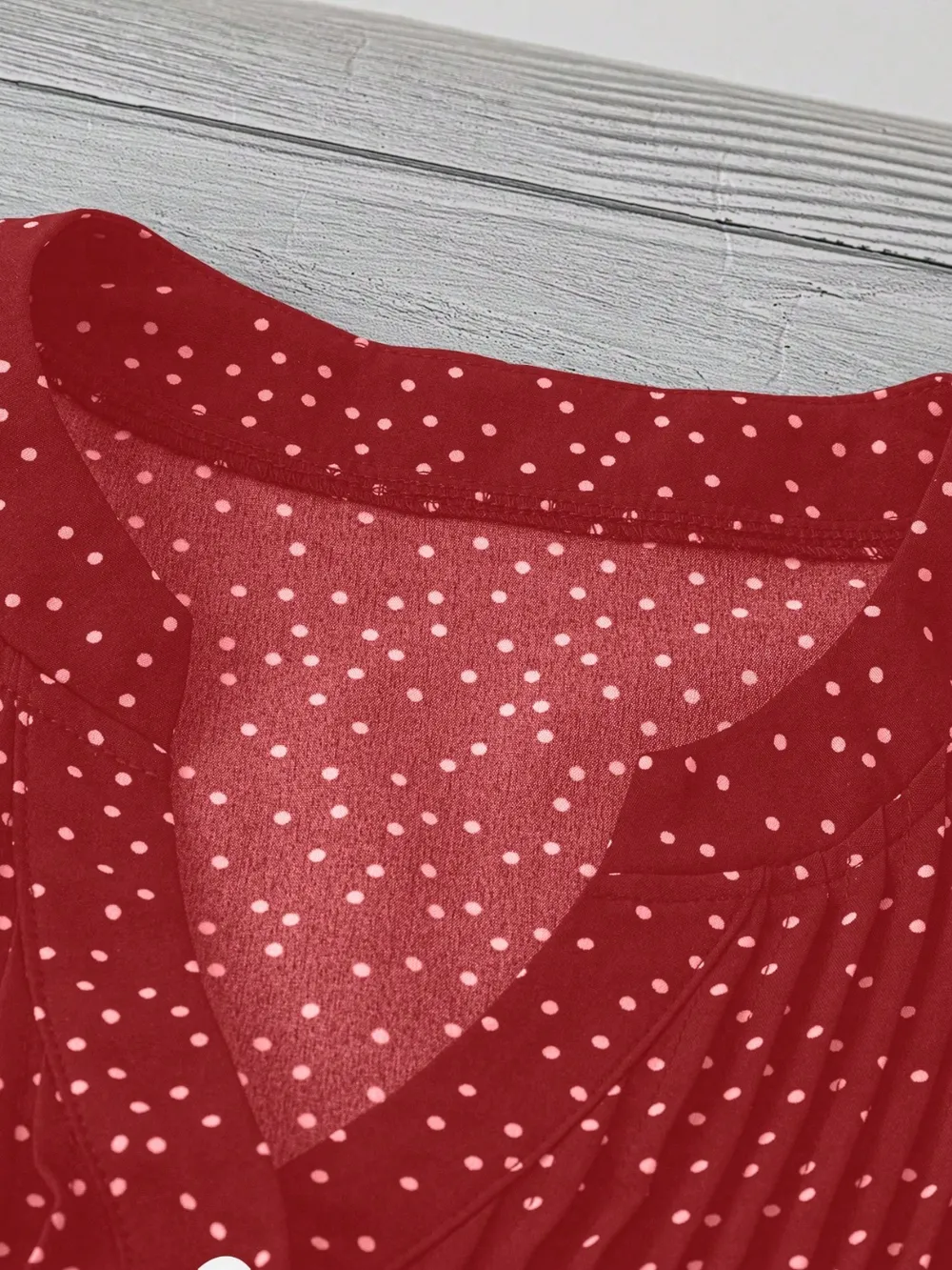 Polka Dot Notched Ruffled Cap Sleeve Blouse, image 19