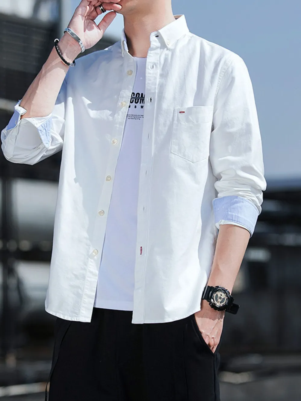 Men's Plus Size Button-Down Casual Shirt, image 3