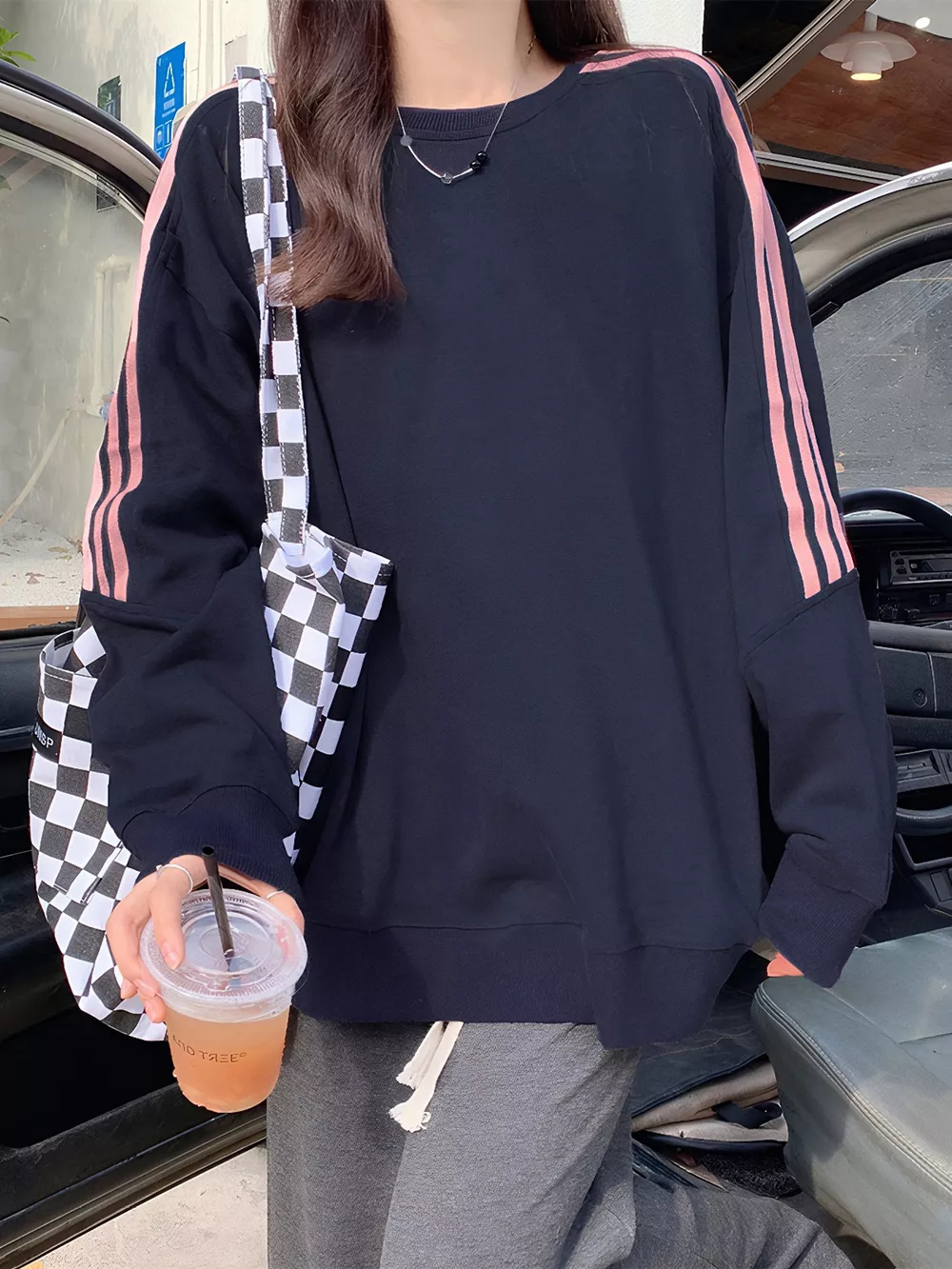 Striped Round Neck Sweatshirt, image 3