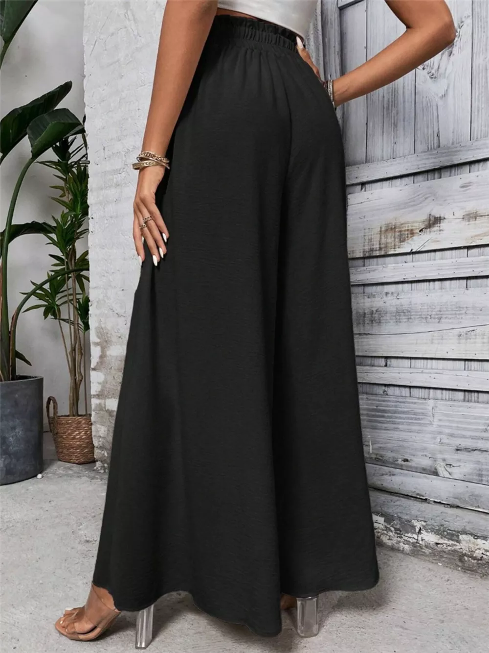 Wide Leg Drawstring Waist Casual Pants, image 8