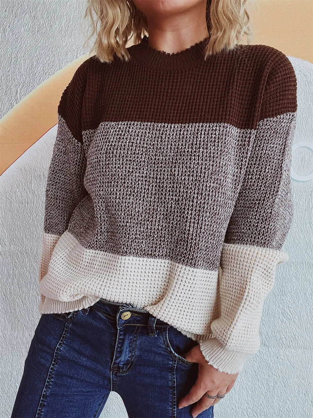 Color Block Long Sleeve Sweater, image 9
